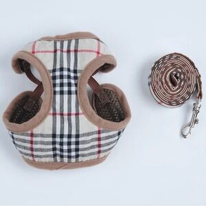 Plaid Pet Harness & Leash Set